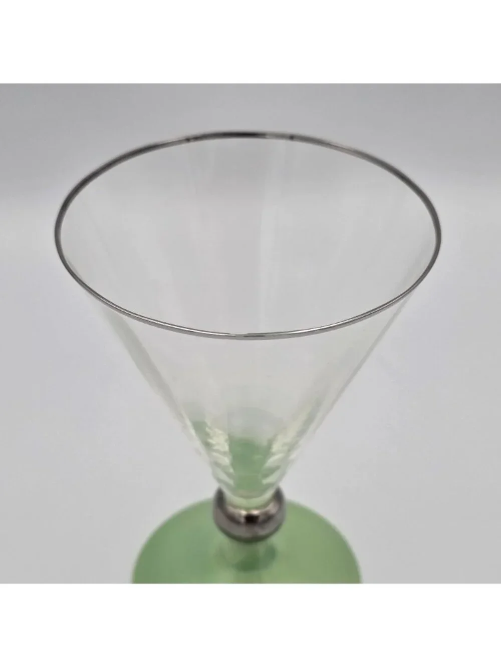 1930's Vintage Art Deco Cocktail Glass Pastel Green Drink Bar Shot Small Wine